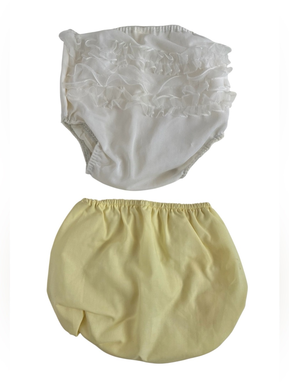 Vintage Newborn Waterproof Nylon Diaper Covers Vinyl/Plastic Lined White Yellow